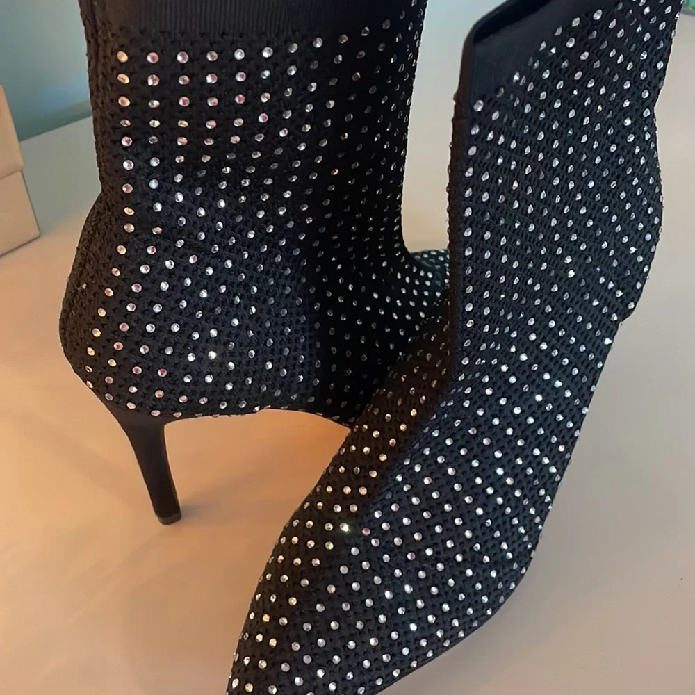 Black Rhinestone Booties - Picture 2 of 5
